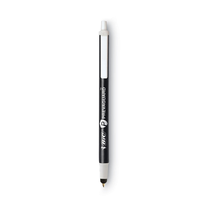 BIC PrevaGuard Ballpoint/Stylus Pen, Retractable, Medium 1 mm, Black Ink/Black Barrel, Dozen