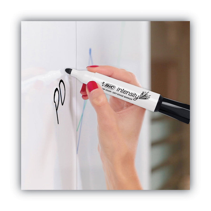 BIC Intensity Bold Tank-Style Dry Erase Marker, Broad Chisel Tip, Black, Dozen