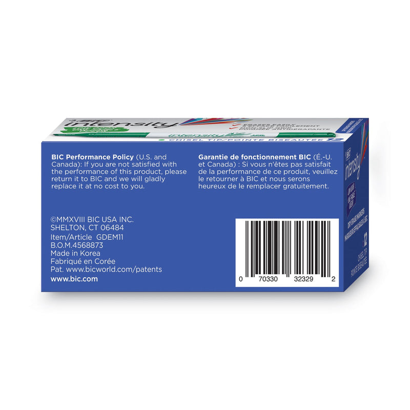BIC Intensity Low Odor Chisel Tip Dry Erase Marker, Broad Chisel Tip, Green, Dozen