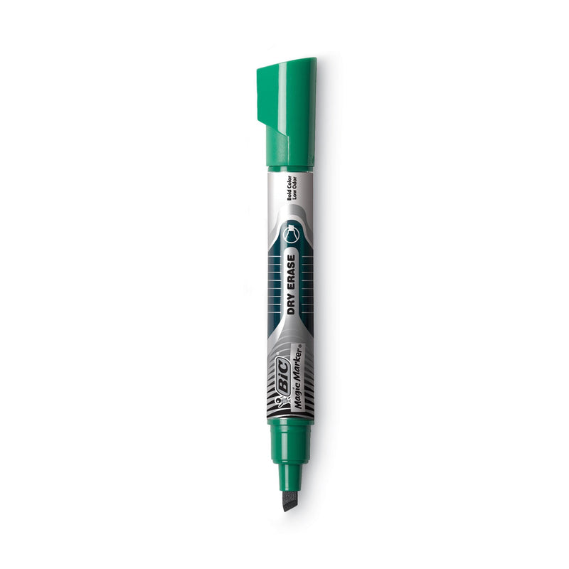 BIC Intensity Advanced Dry Erase Marker, Tank-Style, Broad Chisel Tip, Green, Dozen