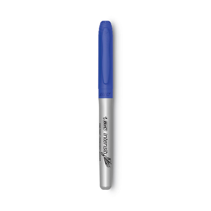 BIC Intensity Fine Tip Permanent Marker, Fine Bullet Tip, Deep Sea Blue, Dozen