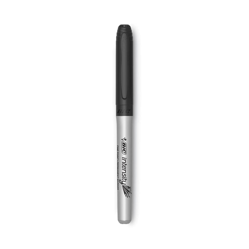 BIC Intensity Fine Tip Permanent Marker, Fine Bullet Tip, Tuxedo Black, Dozen