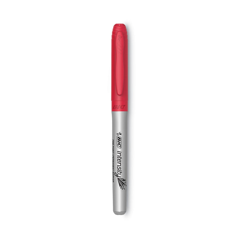 BIC Intensity Fine Tip Permanent Marker, Fine Bullet Tip, Rambunctious Red, Dozen