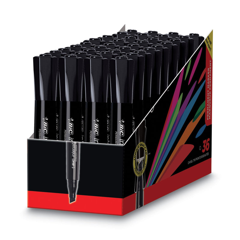 BIC Intensity Chisel Tip Permanent Marker Value Pack, Broad Chisel Tip, Black, 36/Pack