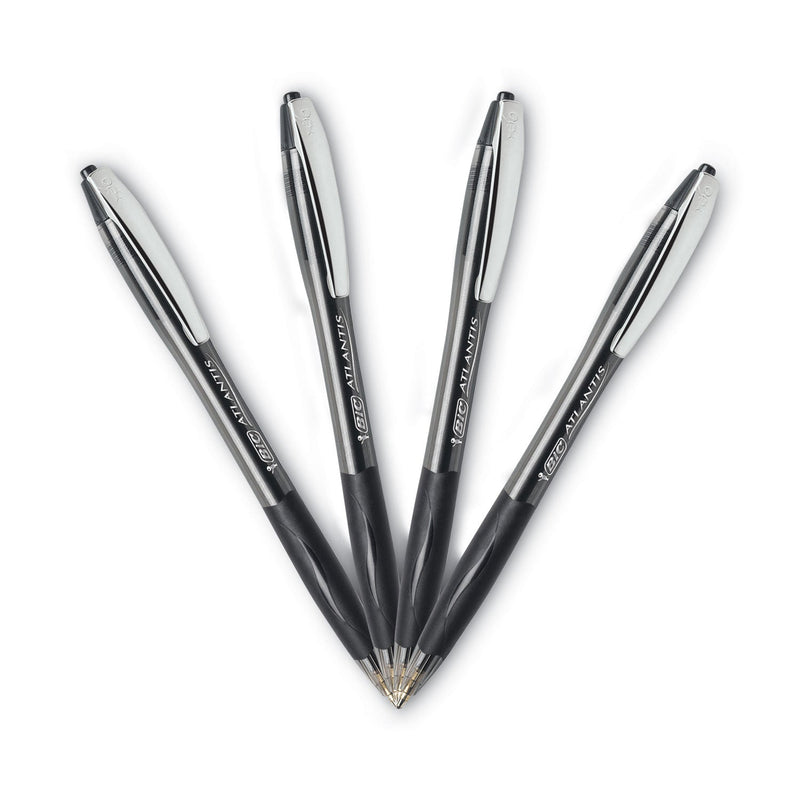 BIC GLIDE Ballpoint Pen, Retractable, Medium 1 mm, Black Ink, Black Barrel, Dozen