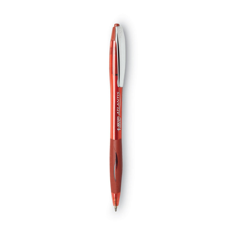 BIC GLIDE Ballpoint Pen, Retractable, Medium 1 mm, Red Ink, Red Barrel, Dozen