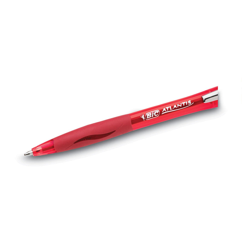 BIC GLIDE Ballpoint Pen, Retractable, Medium 1 mm, Red Ink, Red Barrel, Dozen