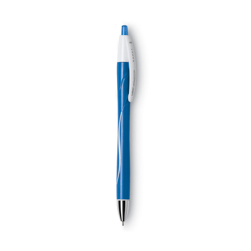 BIC GLIDE Exact Ballpoint Pen, Retractable, Fine 0.7 mm, Blue Ink, Blue Barrel, Dozen