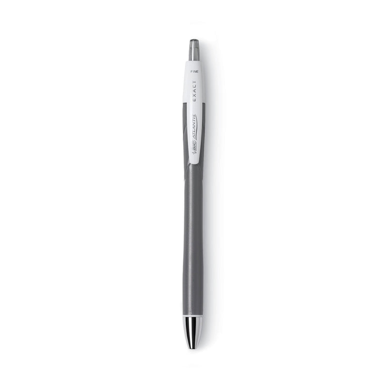 BIC GLIDE Exact Ballpoint Pen, Retractable, Fine 0.7 mm, Black Ink, Black Barrel, Dozen