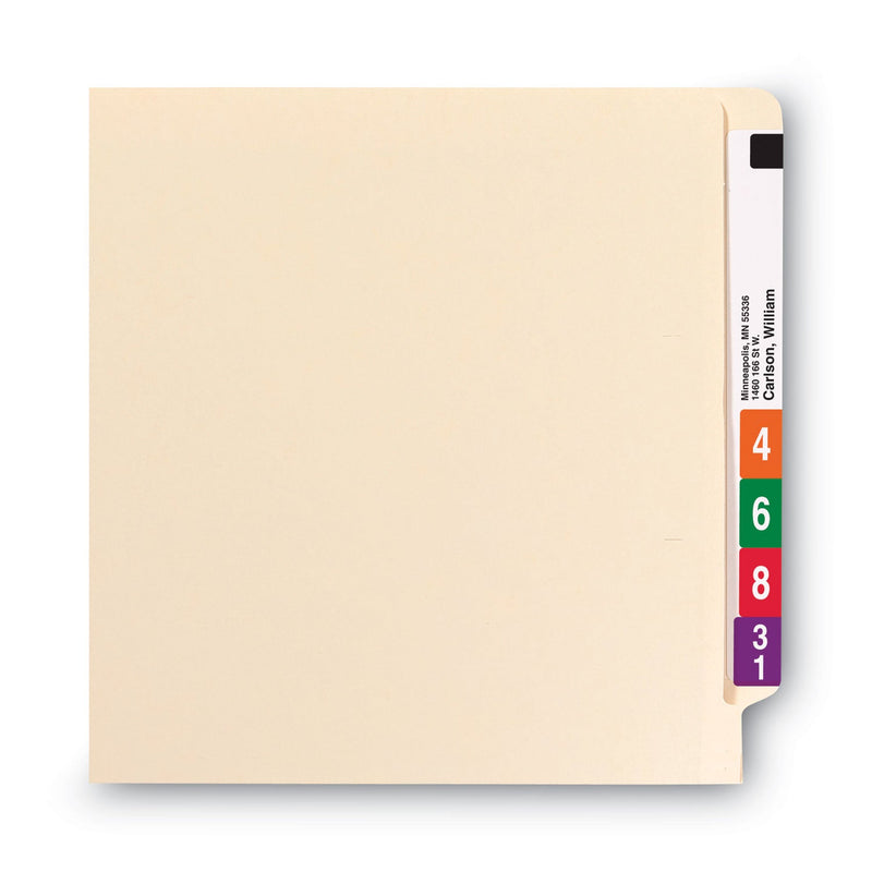 Smead Manila End Tab Fastener Folders with Reinforced Tabs, 11-pt Stock, 2 Fasteners, Letter Size, Manila Exterior, 50/Box