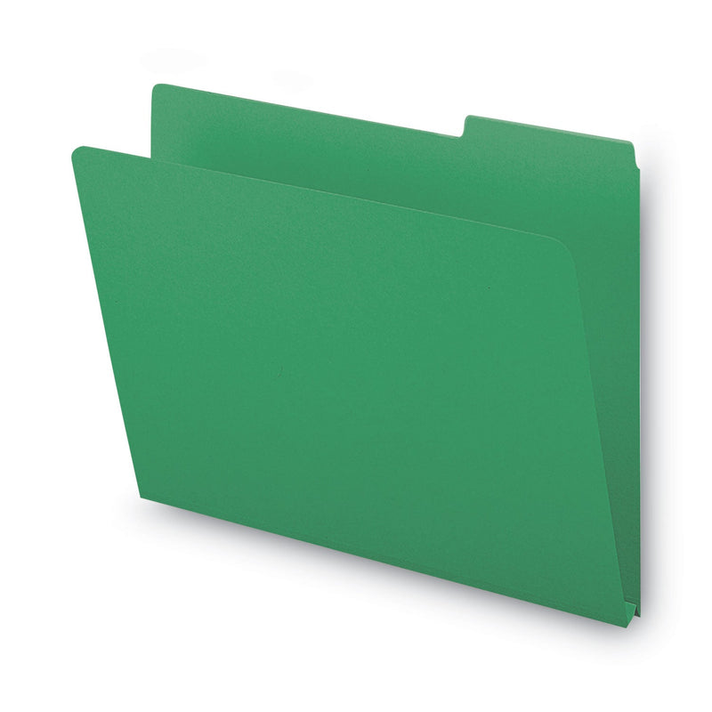 Smead Expanding Recycled Heavy Pressboard Folders, 1/3-Cut Tabs: Assorted, Letter Size, 1" Expansion, Green, 25/Box