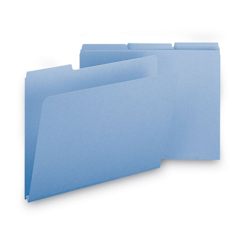 Smead Expanding Recycled Heavy Pressboard Folders, 1/3-Cut Tabs: Assorted, Letter Size, 1" Expansion, Blue, 25/Box
