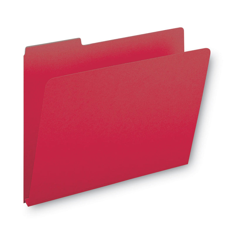 Smead Expanding Recycled Heavy Pressboard Folders, 1/3-Cut Tabs: Assorted, Letter Size, 1" Expansion, Bright Red, 25/Box