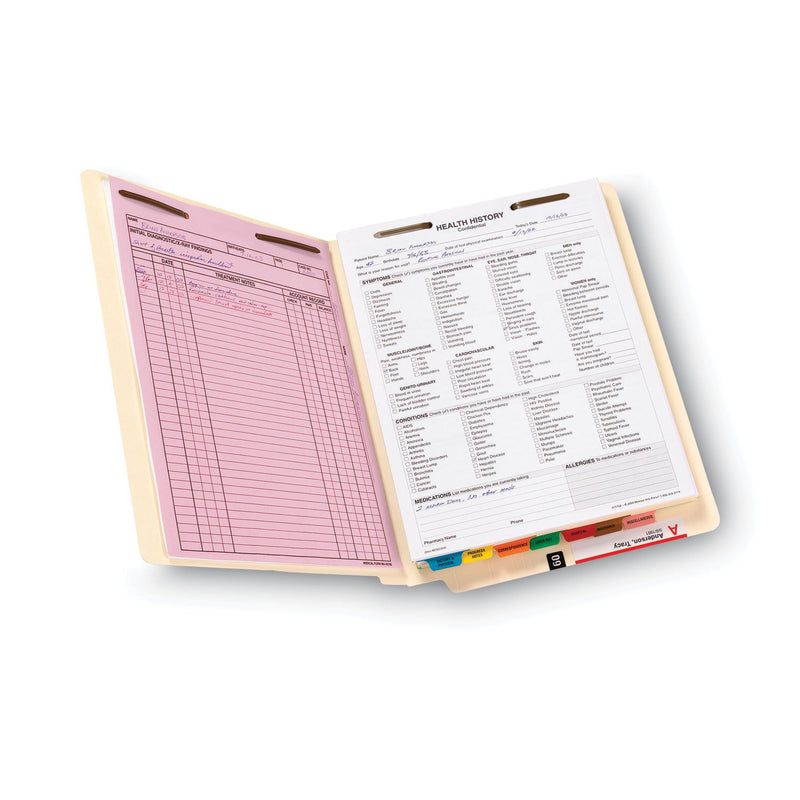 Smead Manila End Tab Fastener Folders with Reinforced Tabs, 14-pt Stock, 2 Fasteners, Letter Size, Manila Exterior, 50/Box