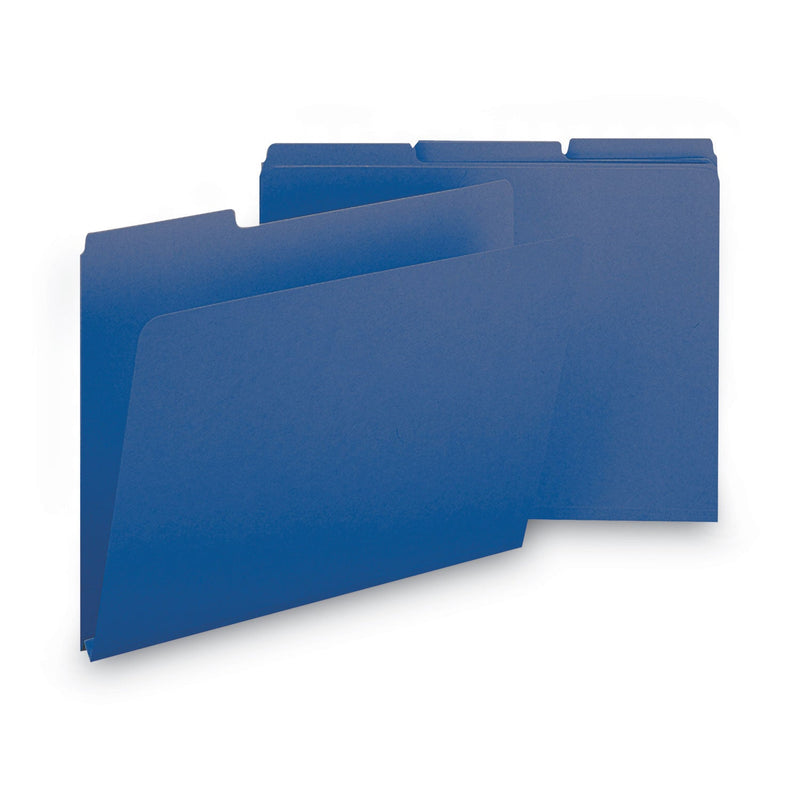Smead Expanding Recycled Heavy Pressboard Folders, 1/3-Cut Tabs: Assorted, Letter Size, 1" Expansion, Dark Blue, 25/Box