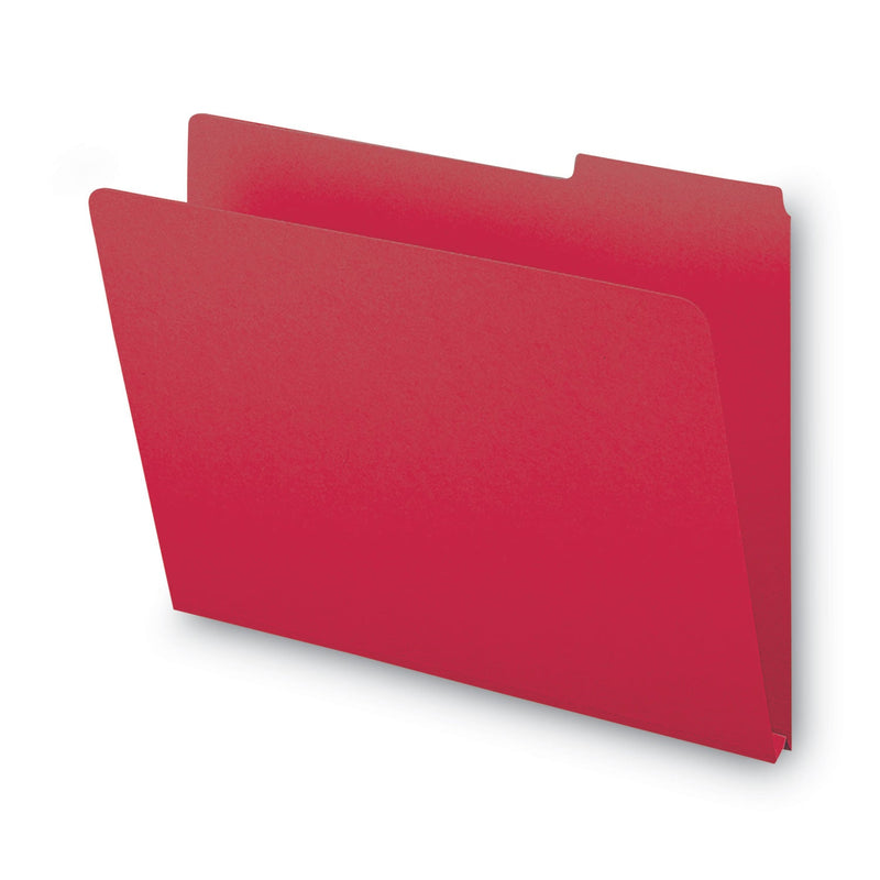 Smead Expanding Recycled Heavy Pressboard Folders, 1/3-Cut Tabs: Assorted, Letter Size, 1" Expansion, Bright Red, 25/Box