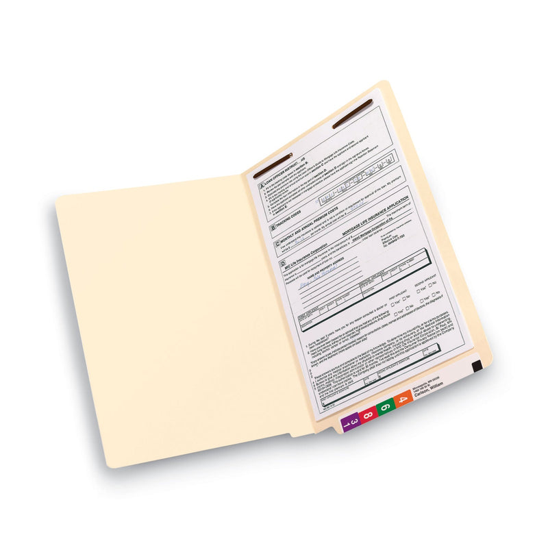 Smead Manila End Tab Fastener Folders with Reinforced Tabs, 11-pt Stock, 1 Fastener, Legal Size, Manila Exterior, 50/Box