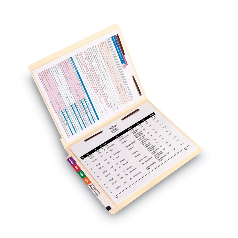 Smead Manila End Tab Fastener Folders with Reinforced Tabs, 11-pt Stock, 2 Fasteners, Letter Size, Manila Exterior, 50/Box