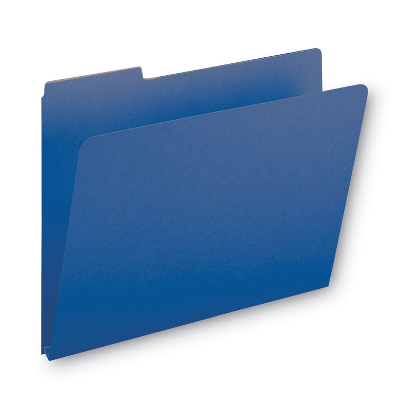 Smead Expanding Recycled Heavy Pressboard Folders, 1/3-Cut Tabs: Assorted, Letter Size, 1" Expansion, Dark Blue, 25/Box
