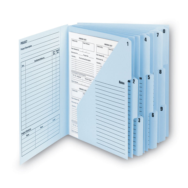 Smead 10-Pocket Project Organizer with Indexed Tabs (1-10), 10 Sections, Unpunched, 1/3-Cut Tabs, Letter Size, Lake Blue/Navy Blue
