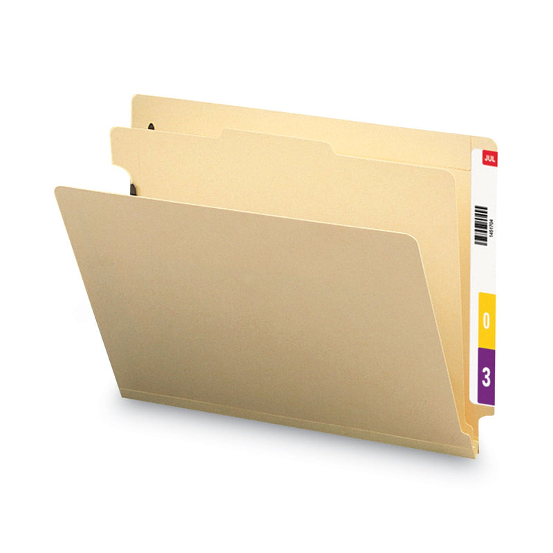 Smead Manila End Tab Classification Folders, 1 Divider, Letter Size, Manila, 10/Box