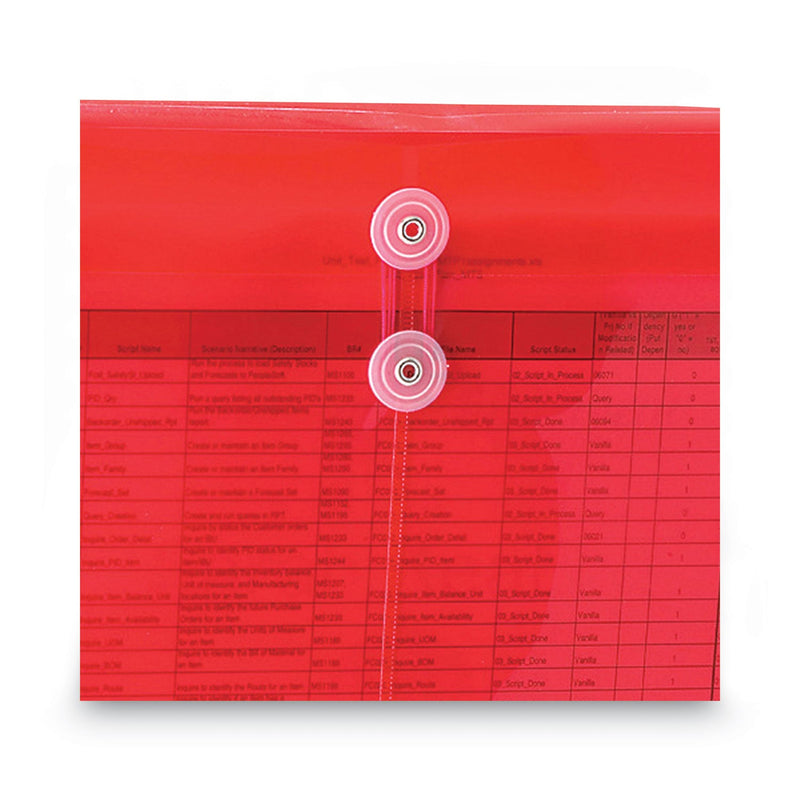 Smead Poly String and Button Interoffice Envelopes, Open-Side (Horizontal), 9.75 x 11.63, Transparent Red, 5/Pack