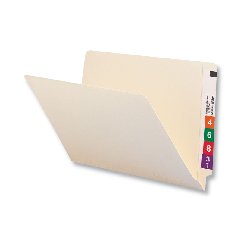 Smead Heavyweight Manila End Tab Folders, 9.5" High Front, Reinforced Straight Tabs, Legal Size, 0.75" Expansion, Manila, 100/Box