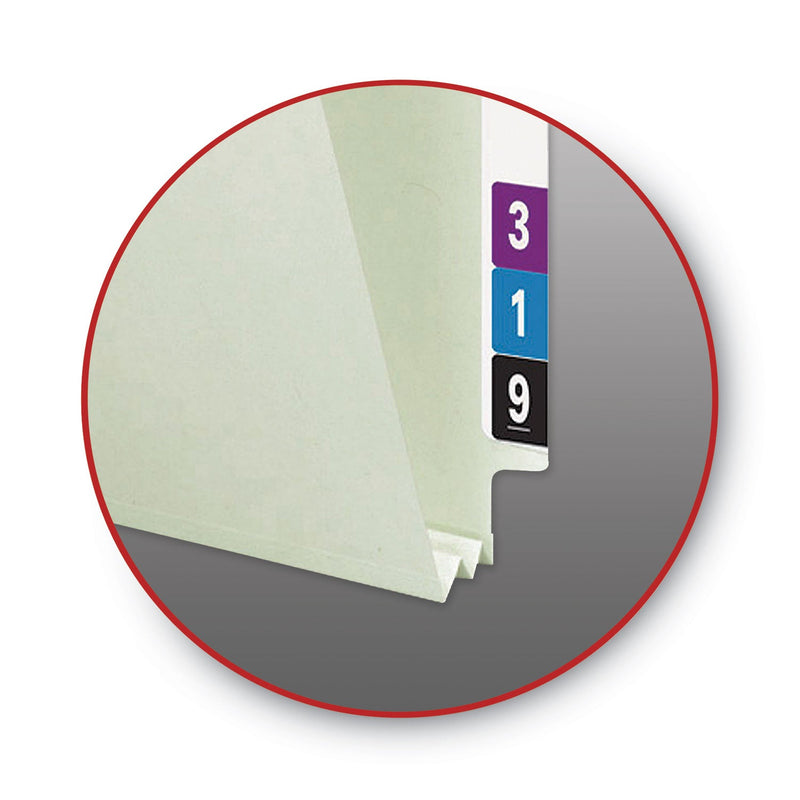 Smead End Tab Pressboard Classification Folders with Two SafeSHIELD Coated Fasteners, 2" Expansion, Letter Size, Gray-Green, 25/Box