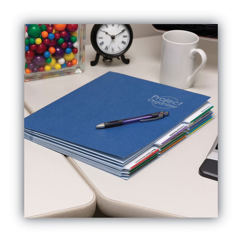 Smead 10-Pocket Project Organizer with Indexed Tabs (1-10), 10 Sections, Unpunched, 1/3-Cut Tabs, Letter Size, Lake Blue/Navy Blue