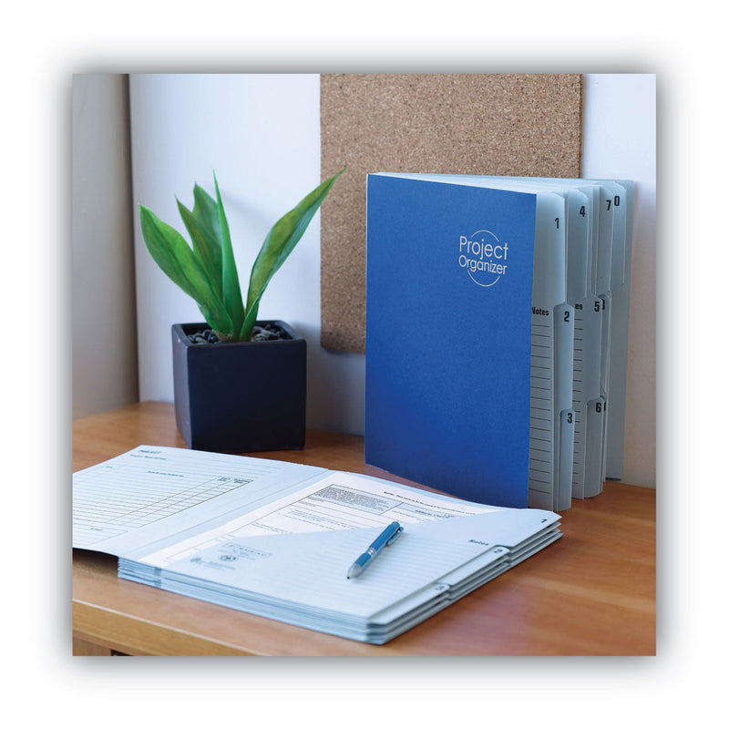 Smead 10-Pocket Project Organizer with Indexed Tabs (1-10), 10 Sections, Unpunched, 1/3-Cut Tabs, Letter Size, Lake Blue/Navy Blue