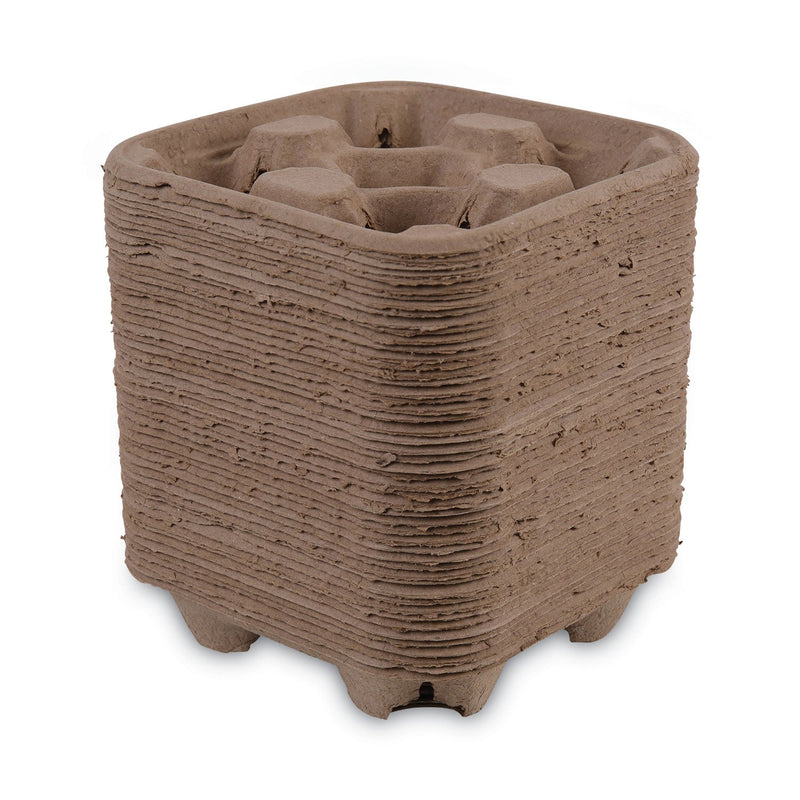 Boardwalk Cup Carrier Tray, 8 oz to 32 oz, Four Cups, Kraft, 300/Carton