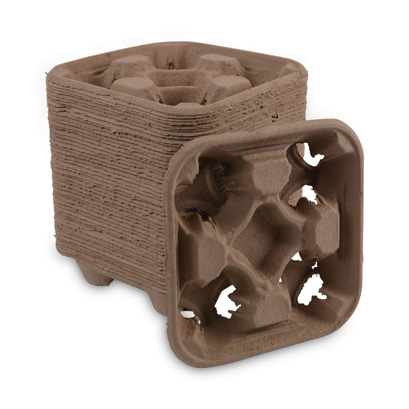 Boardwalk Cup Carrier Tray, 8 oz to 32 oz, Four Cups, Kraft, 300/Carton