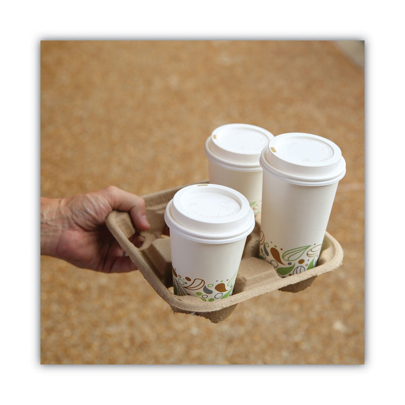 Boardwalk Cup Carrier Tray, 8 oz to 32 oz, Four Cups, Kraft, 300/Carton