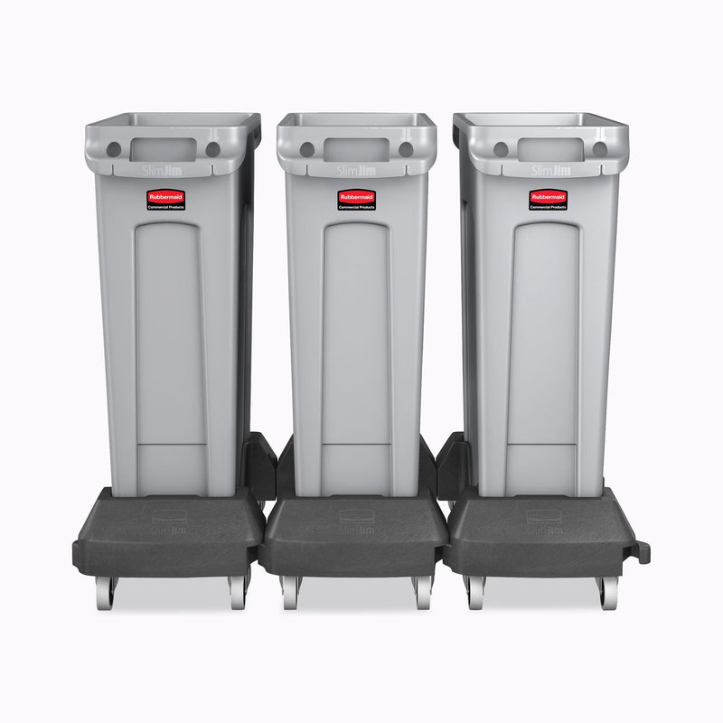 Rubbermaid Slim Jim Resin Trainable Dolly, 120 lb Capacity, 23.86 x 14.71 x 8.36, Black