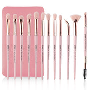 Eye Makeup Brushes, 12 Pcs Professional Eye Brush Set Eyeshadow, Eyebrow, Blending, Fan, Eyelash Brush Set with Carrying Bag(Champagne Gold)
