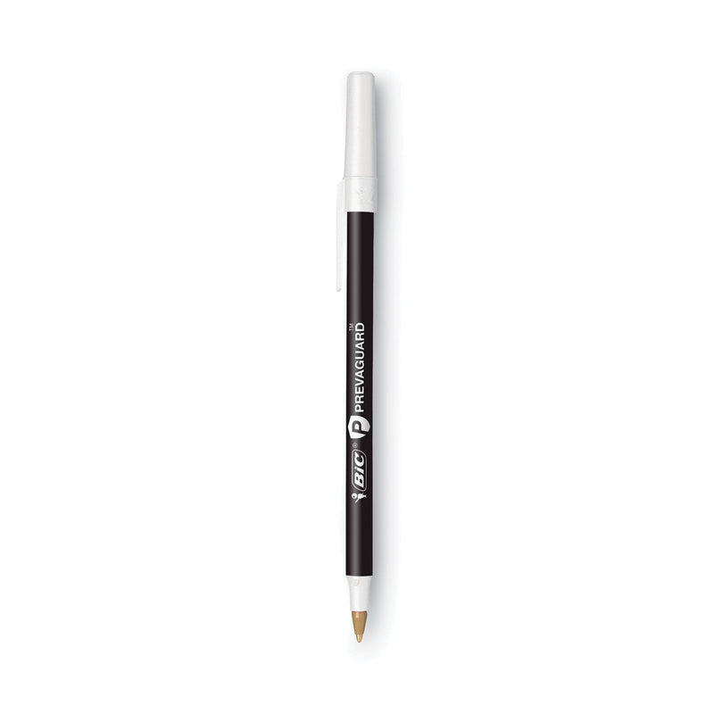 BIC PrevaGuard Ballpoint Pen, Stick, Medium 1 mm, Black Ink/Black Barrel, Dozen