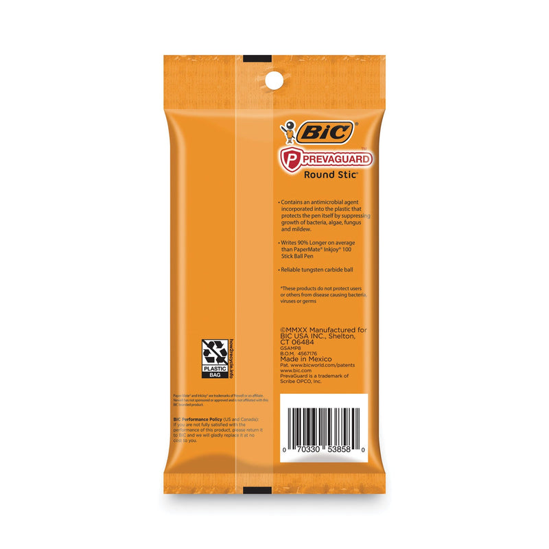 BIC PrevaGuard Ballpoint Pen, Stick, Medium 1 mm, Blue Ink/Blue Barrel, 8/Pack