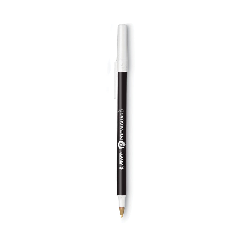 BIC PrevaGuard Ballpoint Pen, Stick, Medium 1 mm, Black Ink/Black Barrel, 8/Pack