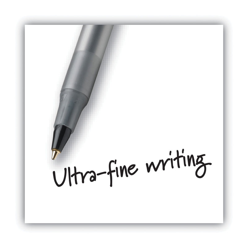 BIC Round Stic Xtra Precision Ballpoint Pen, Stick, Fine 0.8 mm, Black Ink, Smoke Barrel, Dozen