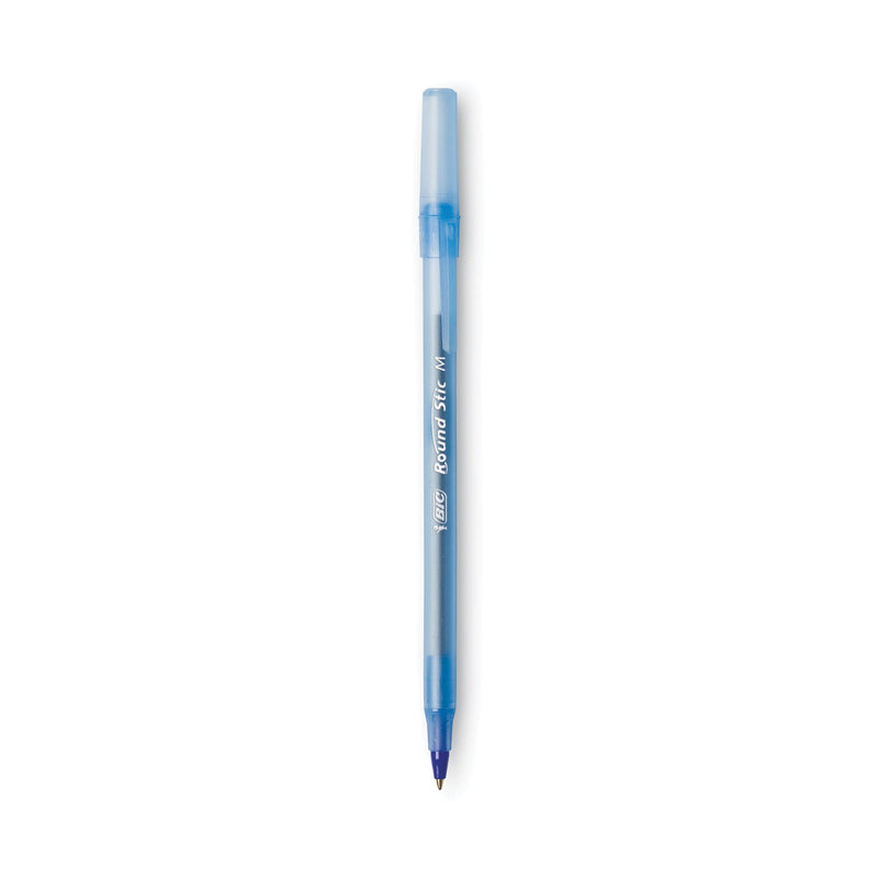 BIC Round Stic Xtra Life Ballpoint Pen, Stick, Medium 1 mm, Blue Ink, Translucent Blue Barrel, Dozen