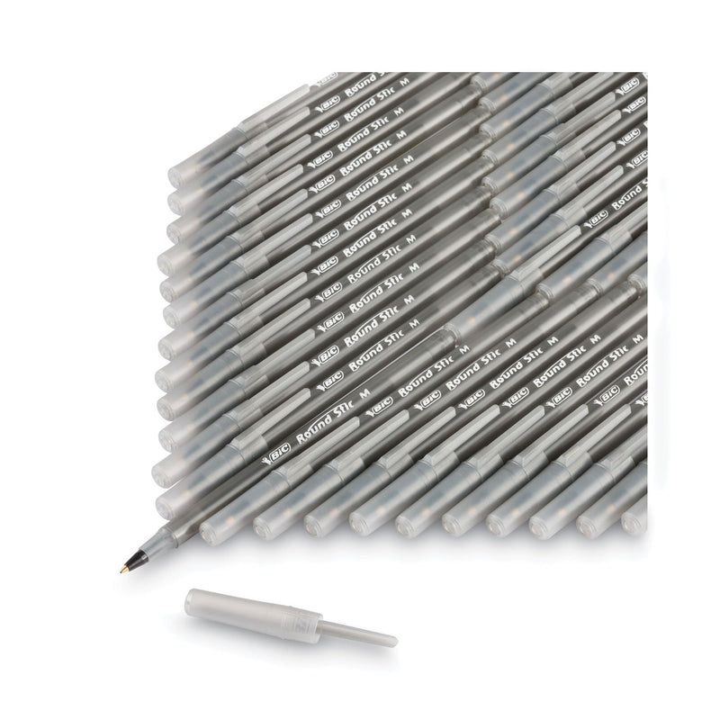 BIC Round Stic Xtra Life Ballpoint Pen Xtra-Value Pack, Stick, Medium 1 mm, Black Ink, Black Barrel, 240/Carton