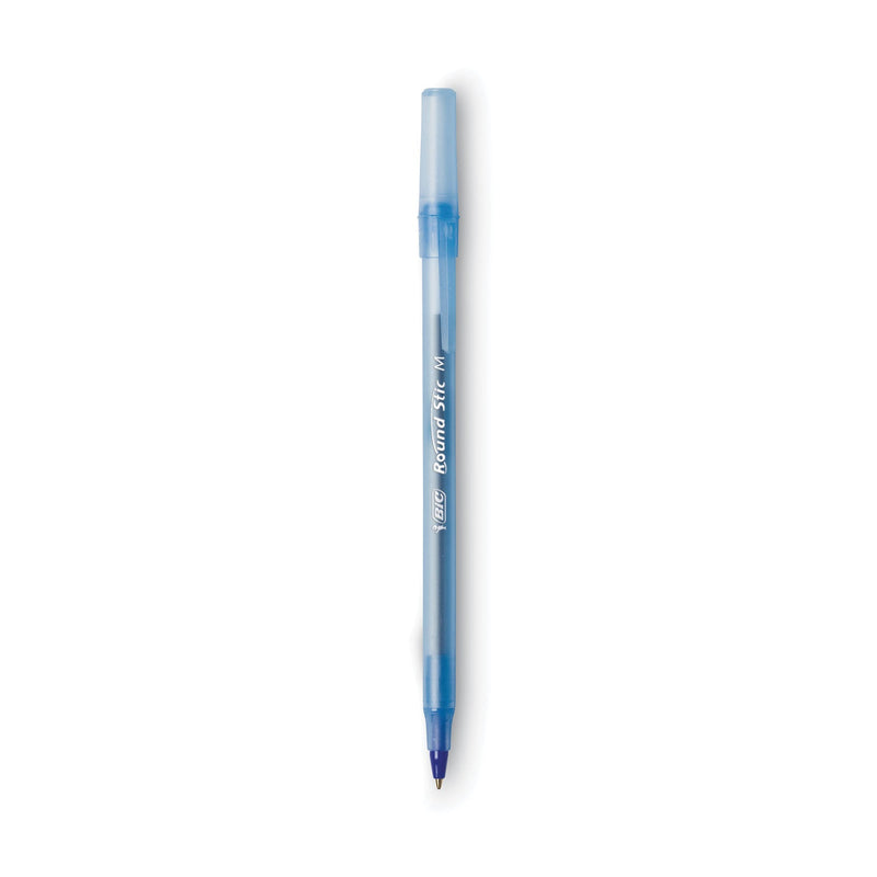 BIC Round Stic Xtra Life Ballpoint Pen Value Pack, Stick, Medium 1 mm, Blue Ink, Translucent Blue Barrel, 60/Box