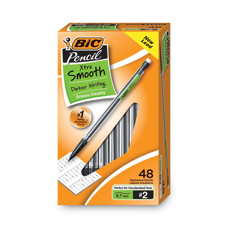 BIC Xtra Smooth Mechanical Pencil Value Pack, 0.7 mm, HB (#2.5), Black Lead, Clear Barrel, 40/Pack