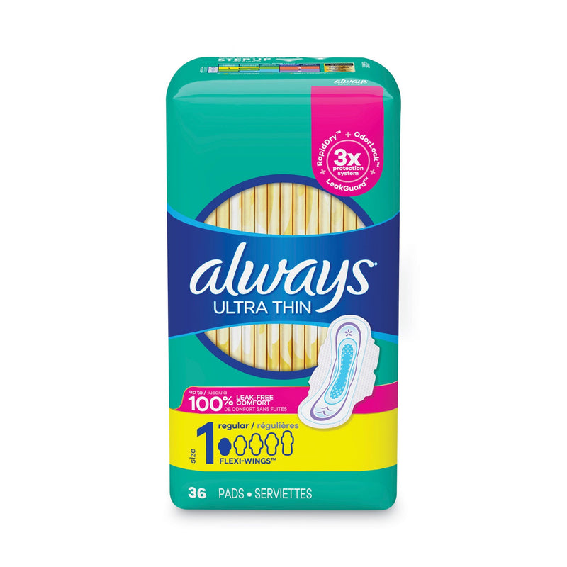 Always Ultra Thin Pads, Regular, 36/Pack