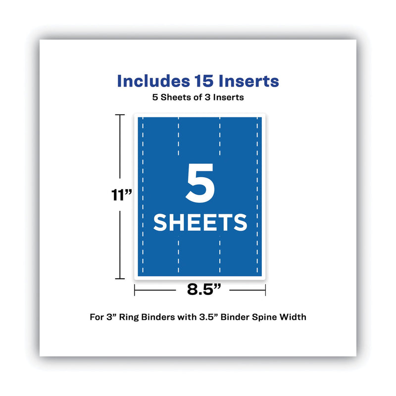 Avery Binder Spine Inserts, 3" Spine Width, 3 Inserts/Sheet, 5 Sheets/Pack