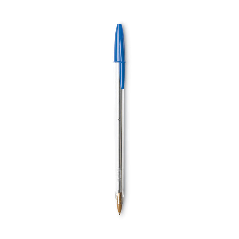 BIC Cristal Xtra Smooth Ballpoint Pen, Stick, Medium 1 mm, Blue Ink, Clear Barrel, Dozen