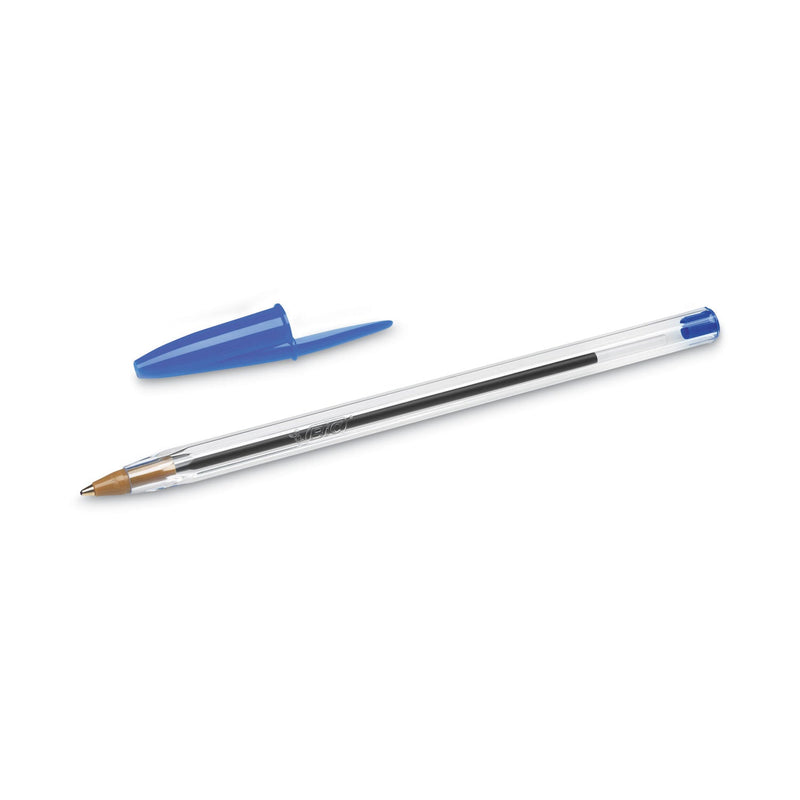 BIC Cristal Xtra Smooth Ballpoint Pen, Stick, Medium 1 mm, Blue Ink, Clear Barrel, Dozen