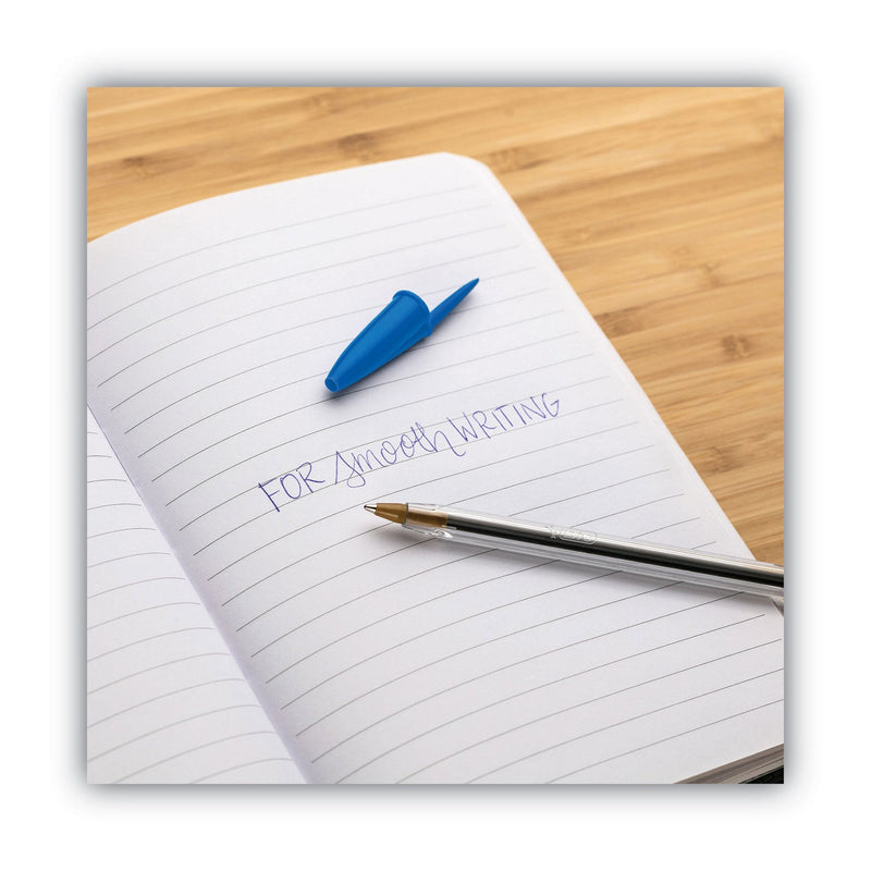 BIC Cristal Xtra Smooth Ballpoint Pen, Stick, Medium 1 mm, Blue Ink, Clear Barrel, Dozen