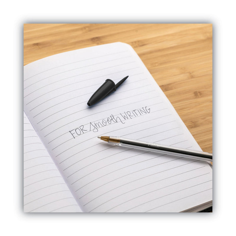 BIC Cristal Xtra Smooth Ballpoint Pen, Stick, Medium 1 mm, Black Ink, Clear Barrel, Dozen