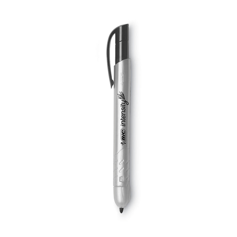 BIC Intensity Retractable Permanent Marker, Fine Bullet Tip, Black, Dozen